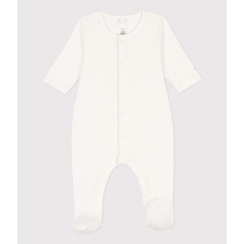 PETIT BATEAU Dors-bien "côte désaiguillée" en coton, blanc