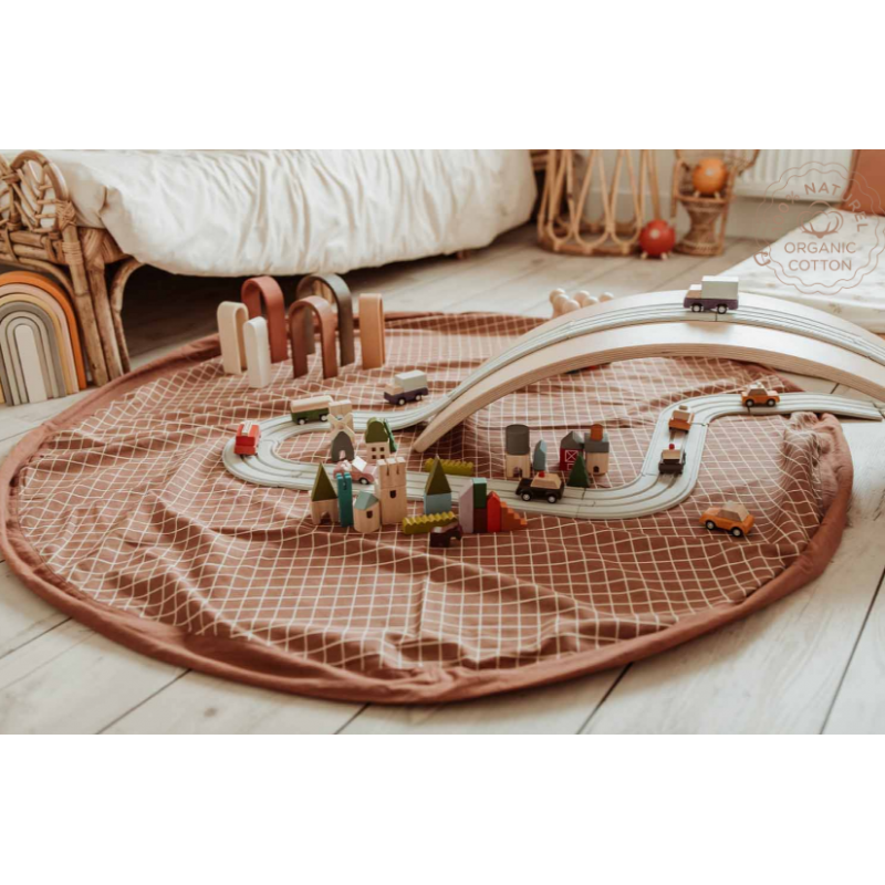 PLAY&GO Sac de rangement organic grid brown