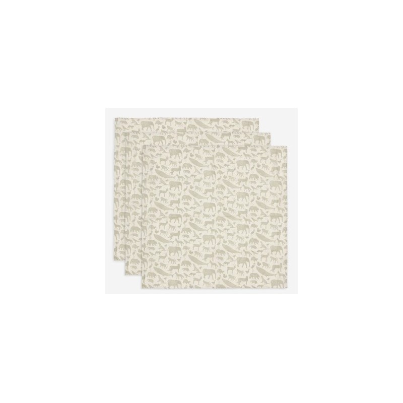 JOLLEIN Tetra Animaux vert olive, 70x70 (3PACK)