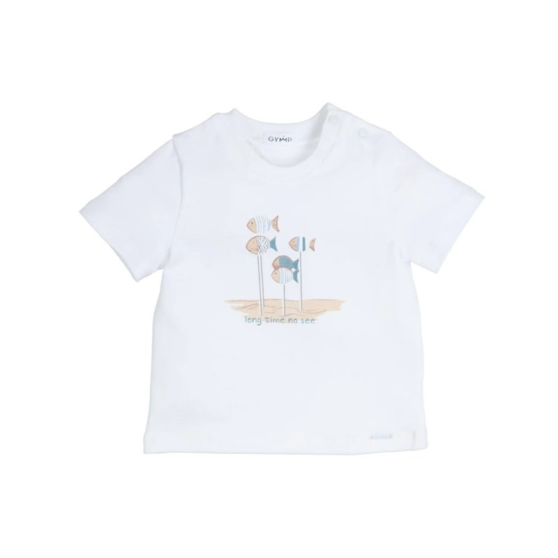 GYMP T-shirt "long time no see", white