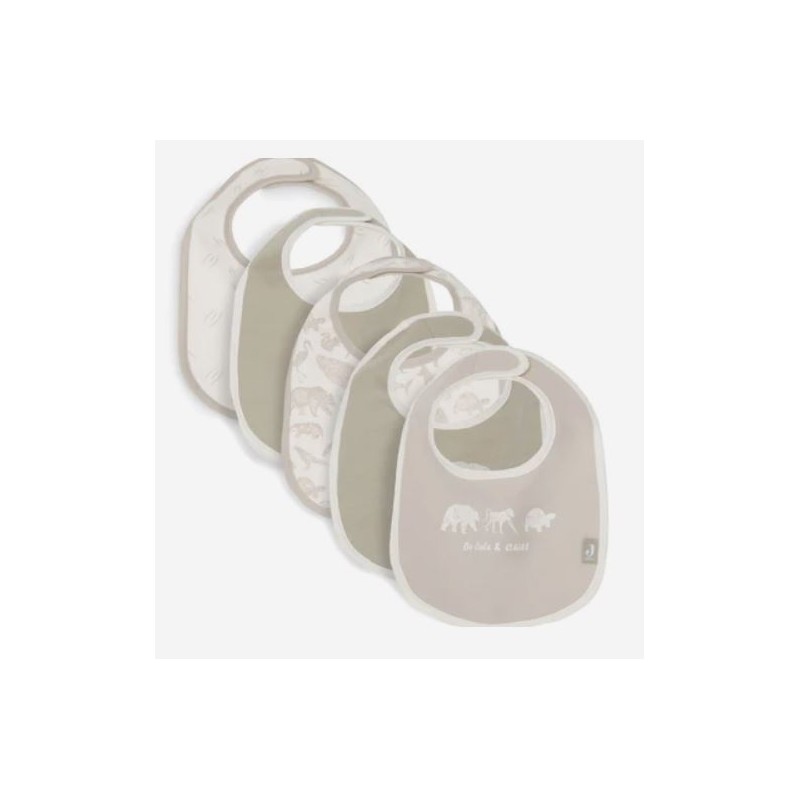 JOLLEIN Lot de 5 Bavoirs, Animals Olive Green