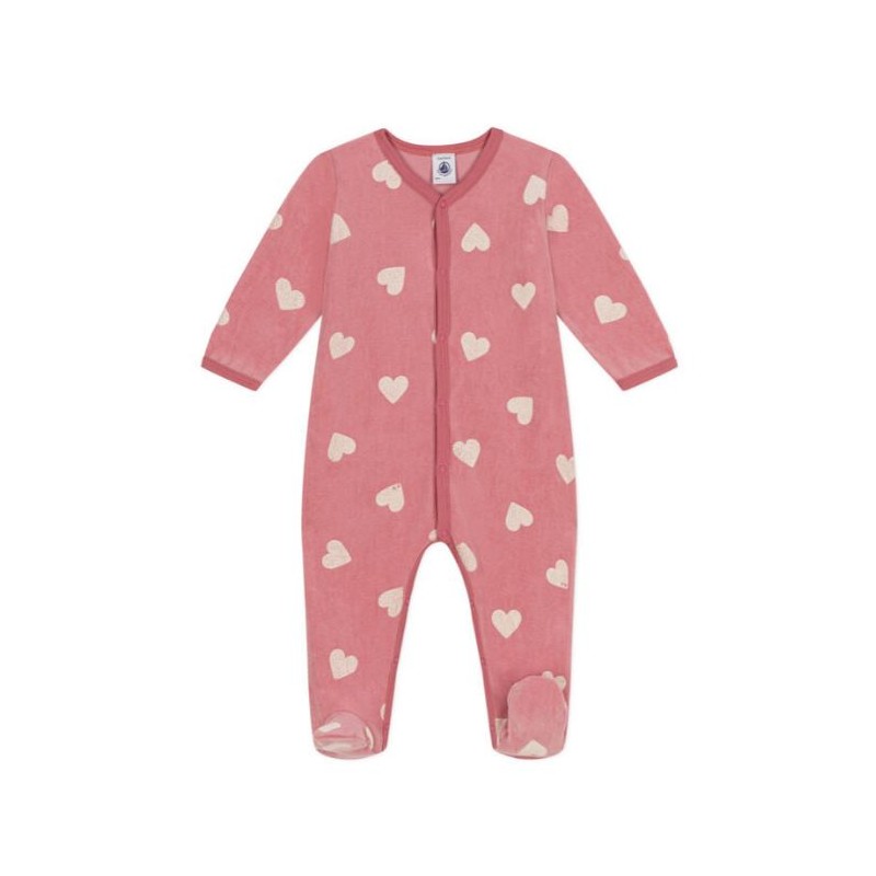 PETIT BATEAU Pyjama cœur en velours, rose