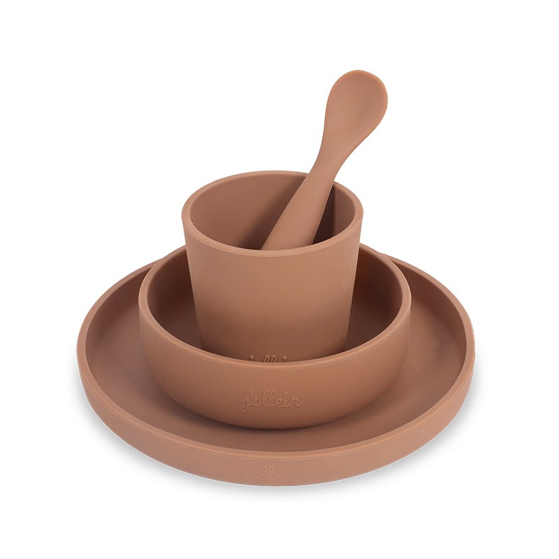 JOLLEIN Silicone dinner set (4 pièces), caramel
