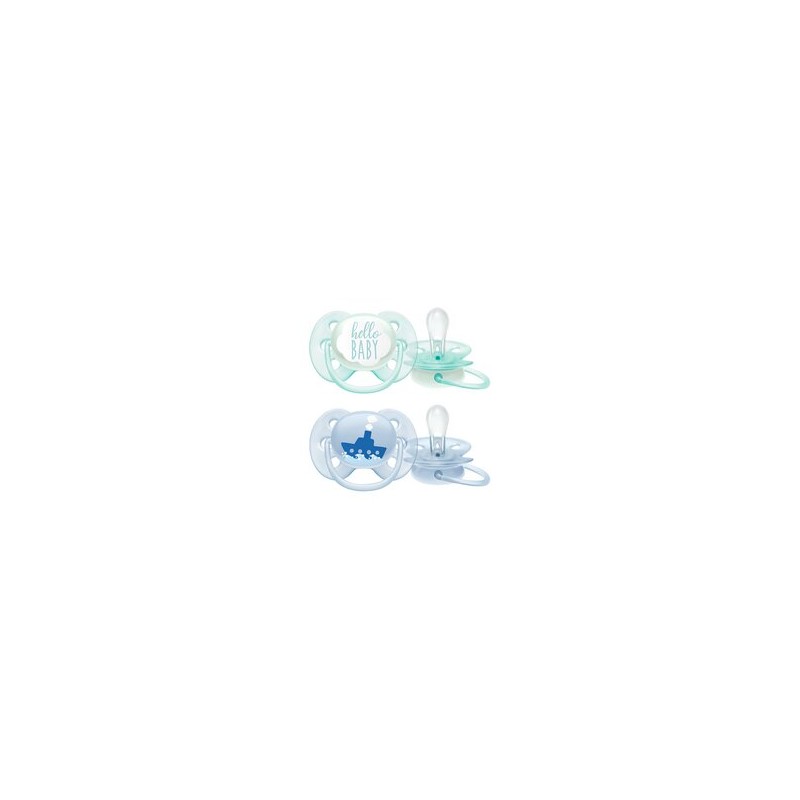 AVENT Lot 2 tétines Ultra-soft 0-6mois, bleu