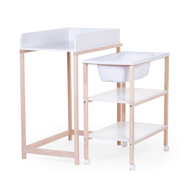 CHILDHOME Table à langer + baignoire, bois/blanc